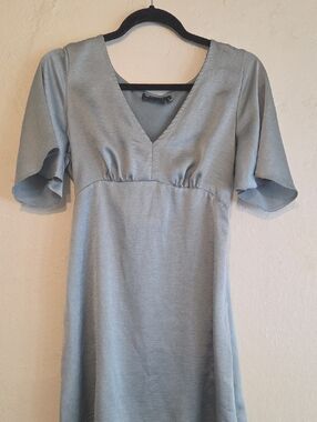 ASOS Shiny Blue V‑Neck Mini Dress